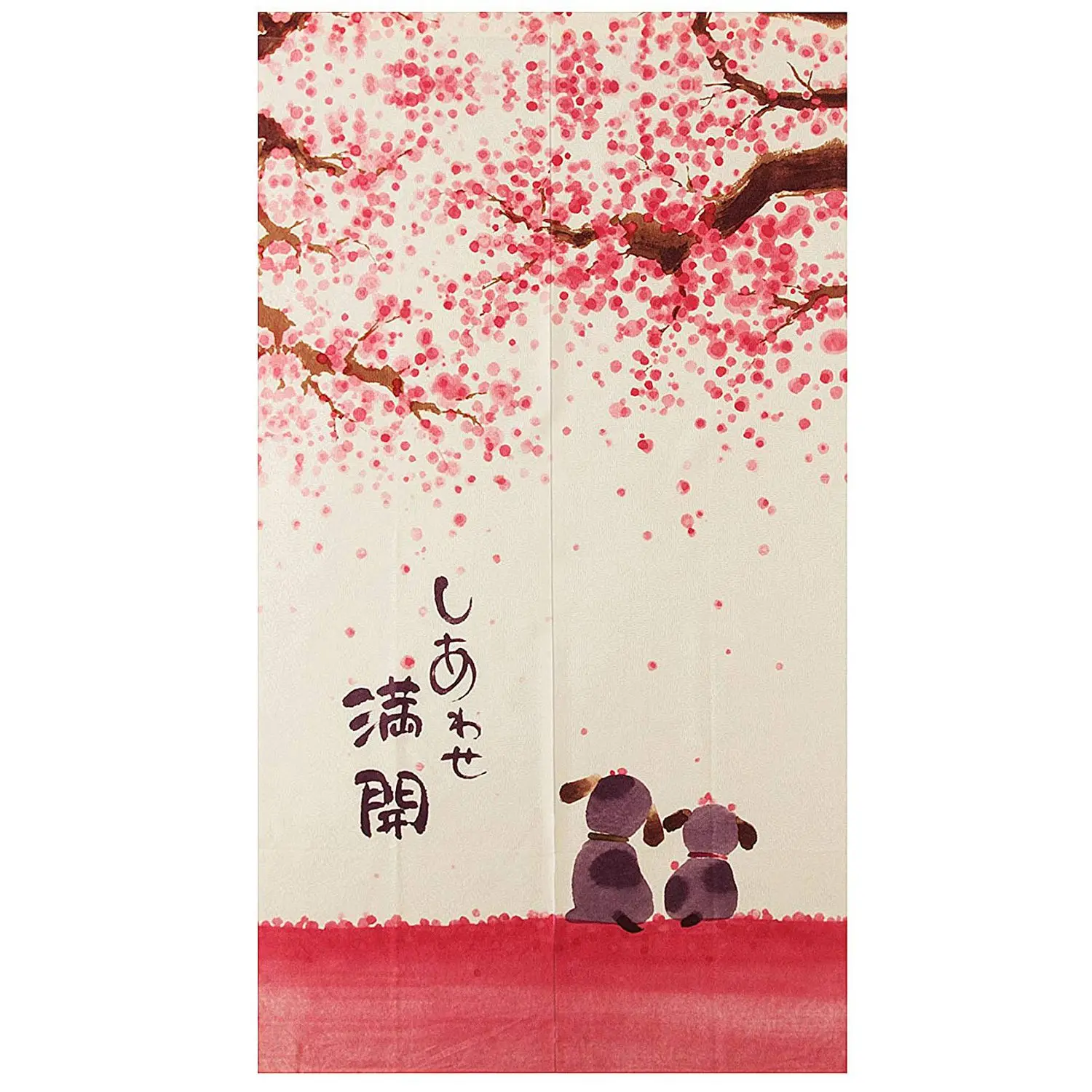 Японский стиль дверной занавес 85х150см Happy Dogs Cherry Blossom|Антистатичные дверные шторы| |