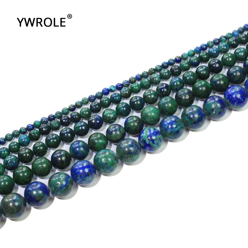 Оптовая продажа круглые бусины из натурального хризоколлы азуритового камня для