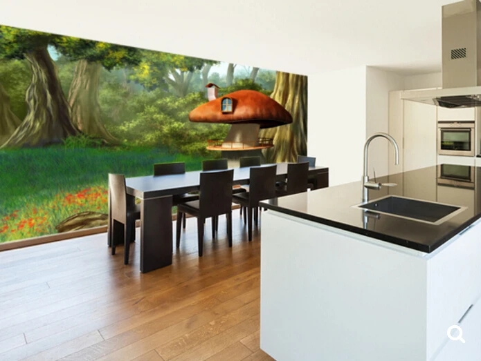 Пользовательские детские обои гриб дом 3D мультфильм роспись для гостиной