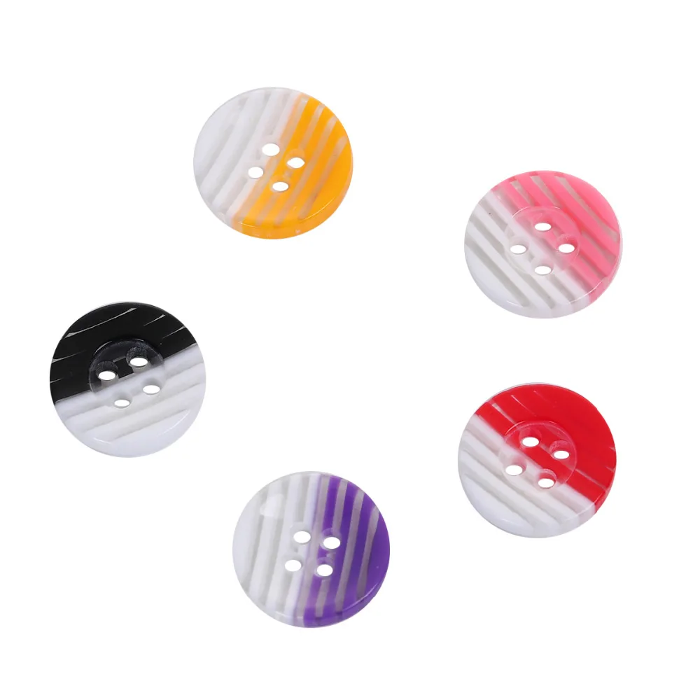 Doreenbeads 20 шт. 1.25 см красочные полосы смолы Пуговицы круглый 4-отверстия Кнопка для