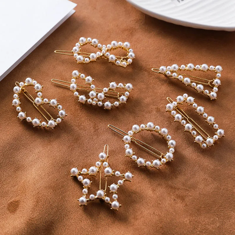 5 Style New Fashion princess Crystal Pearl Hair Clip Metal Hairclip Elegant Barrette Pins Styling Tool Clips J11 | Красота и здоровье