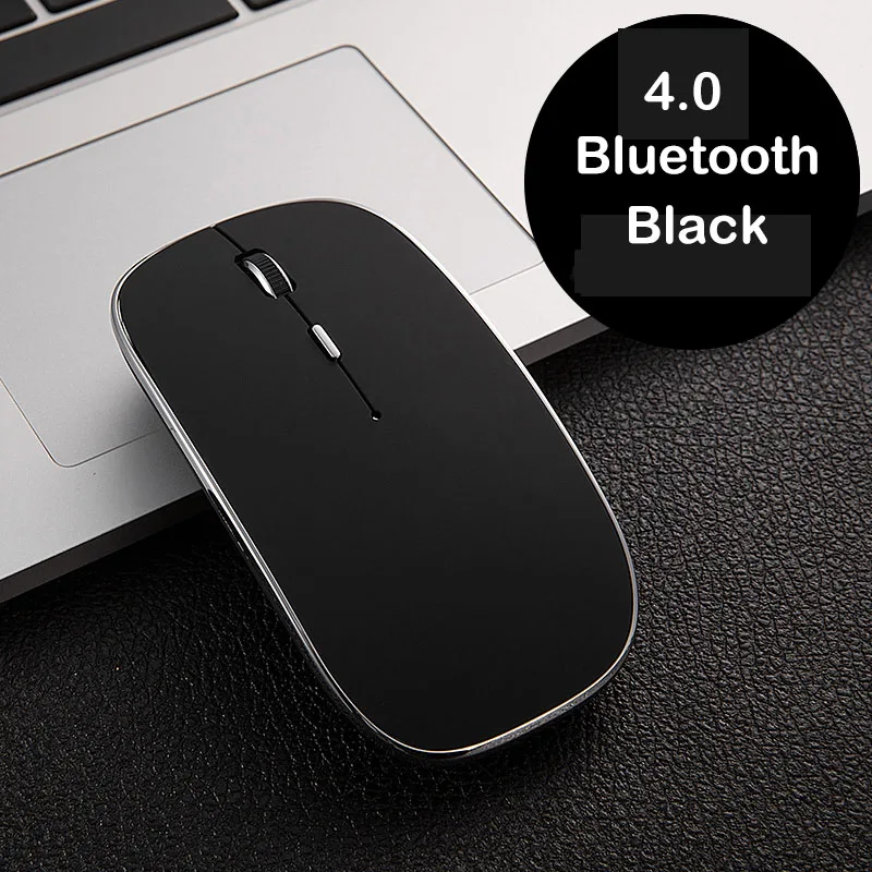 Новая мини-мышь с Bluetooth перезаряжаемая оптическая Бесшумная мышь для ноутбука для Apple Macbook Windows 10 OS, беспроводная Bluetooth 4,0 мышь - Цвет: Black
