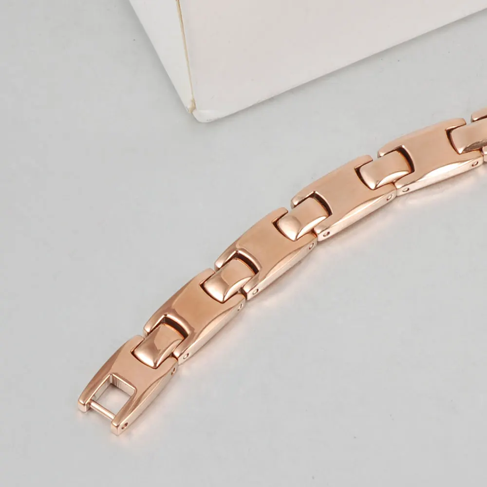 Wollet Jewelry 22cm Healing Energy Ion Germanium Tourmaline Magnetic Rose Gold Color Pure Titanium Bracelet for Women | Украшения и