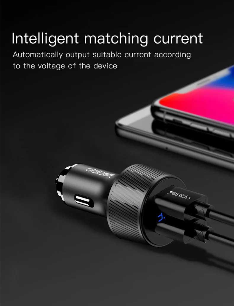 Yesido Y31 3.4A двойной Переходник USB для зарядки в машине цифровой дисплей быстрое зарядное устройство для телефона планшета напряжение тока монитор автомобильное зарядное устройство