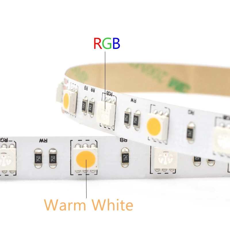 DC12V SMD5050 RGB + белый теплый гибкий Светодиодные ленты IP20 IP65 гирлянда светодиодная