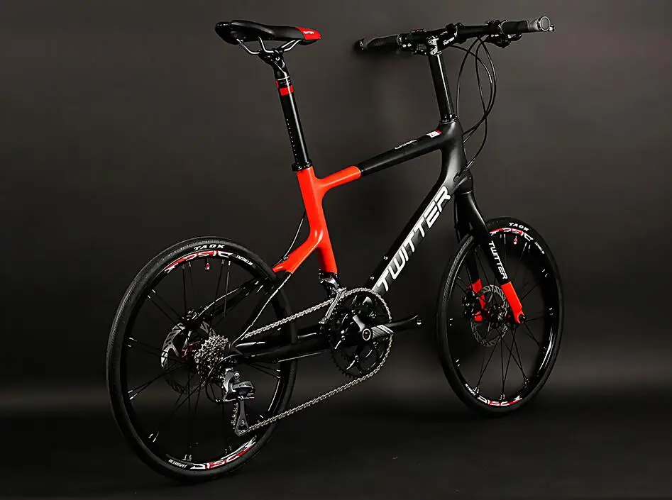 Light 8.6 кг 2" велосипед 16 Скорость 42 см углерода Волокно Рамки BMX Велосипедный Спорт Twitter с Shimano Скорость системы и механические дисковые тормоза