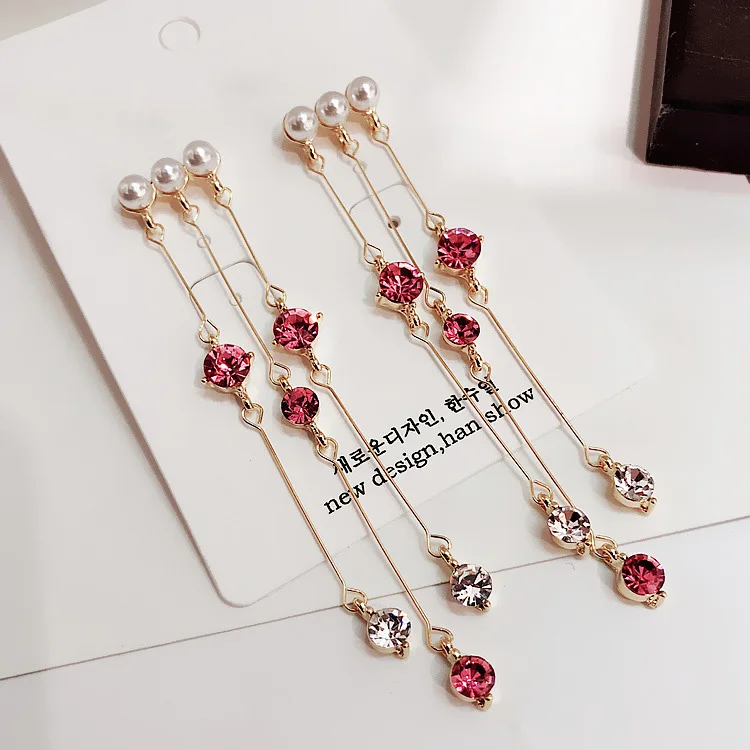 Женские Висячие серьги с кристаллами корейские элегантные Винтажные длинными