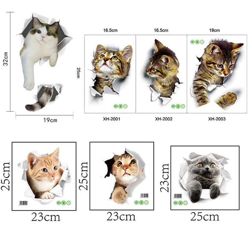 3D яркий стикер на стену с кошкой ванная комната туалет украшение холодильника