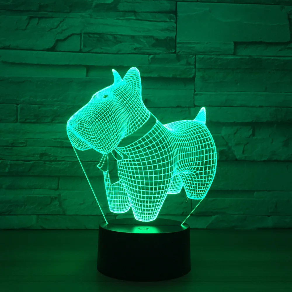 Lovely Dog Model Illusion 3d Lamp LED 7 Color Changing Animal Visual Led Night Lights For Kids Toy New Gift Desk Table | Освещение