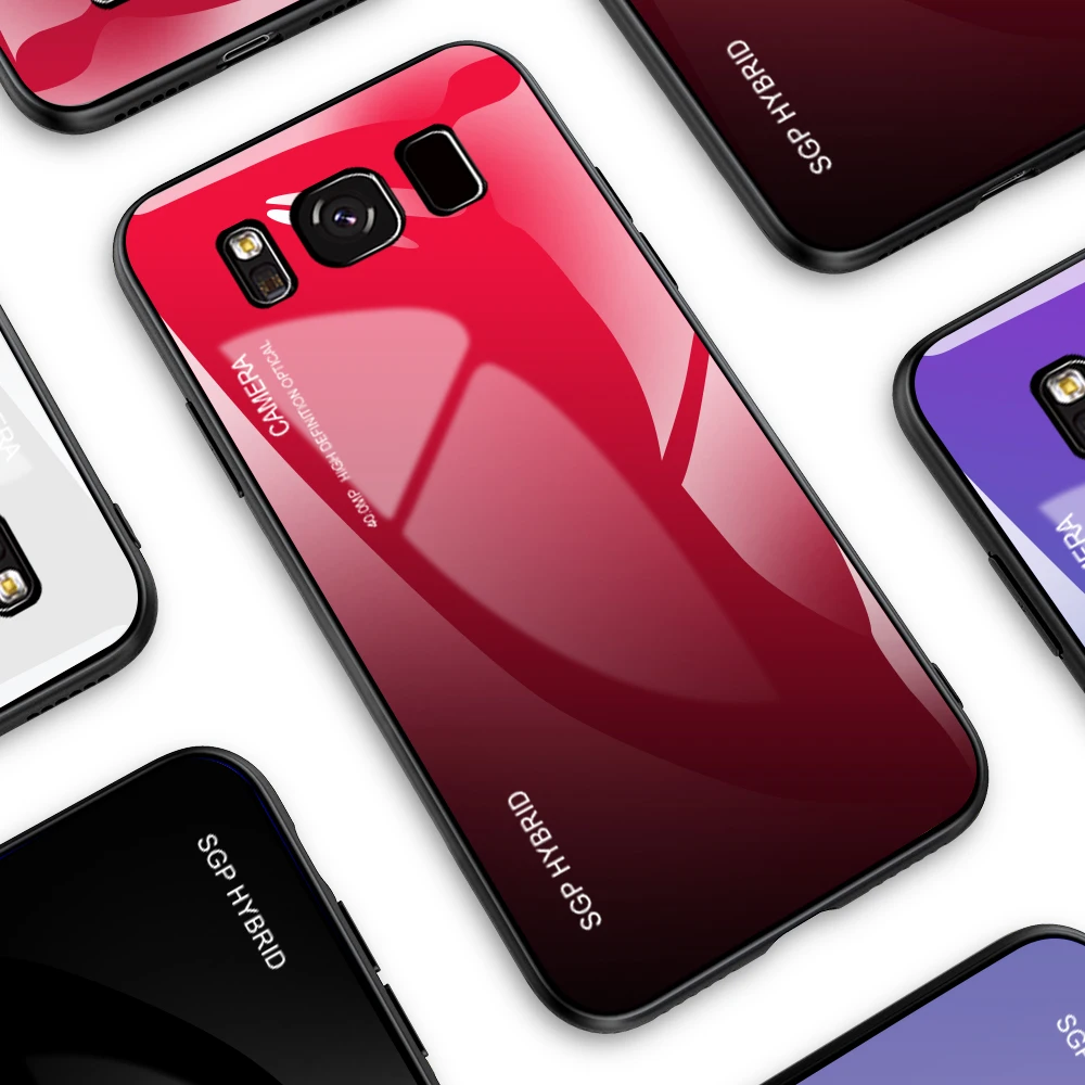 Градиентный чехол из закаленного стекла для телефона Samsung Galaxy s8 s9 s10 Plus S10E на