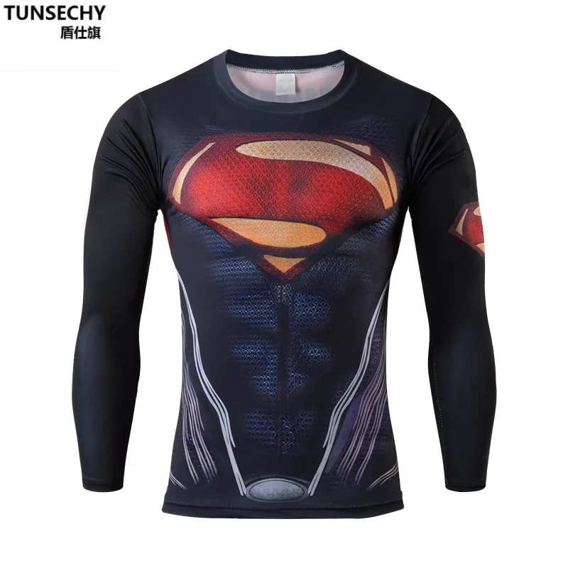 2016 Сжатия рубашка мужчин marvel мстители супергероя футболка фитнес мужчины с