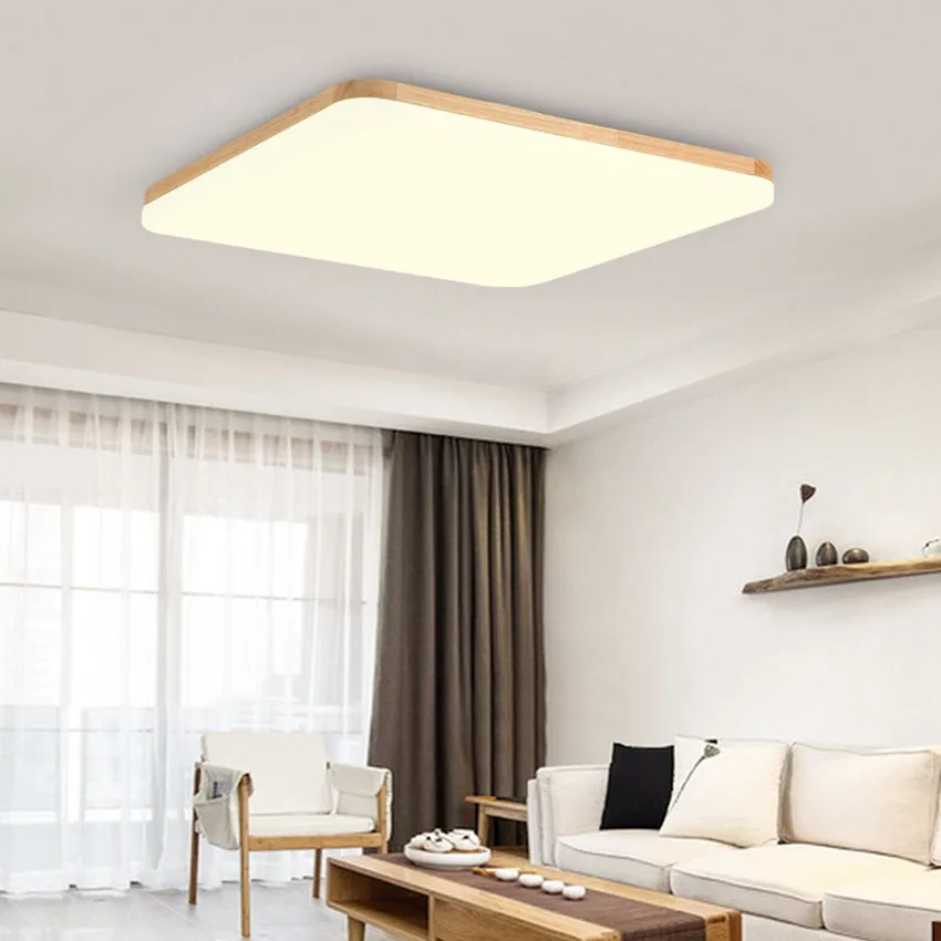 Ultra-thin 5cm wooden Acrylic led ceiling lights for living/dining room home Lighting 60w 96w modern large ceiling lamp fixture