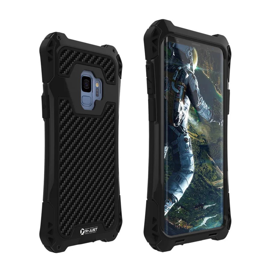 black Для samsung Galaxy S9 чехол для samsung S8 S9 plus чехол из углеродного волокна Алюминиевый металлический защитный чехол для Galaxy Note 8 S7 S7 edge - Цвет: black