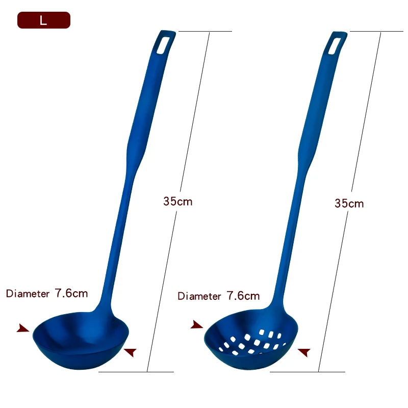 Blue big set 2 шт посуда из нержавеющей стали матовый суп половник и половник-дуршлаг набор кухонных инструментов длинная ручка щелевая ложка с отверстиями настенный - Цвет: Blue big set