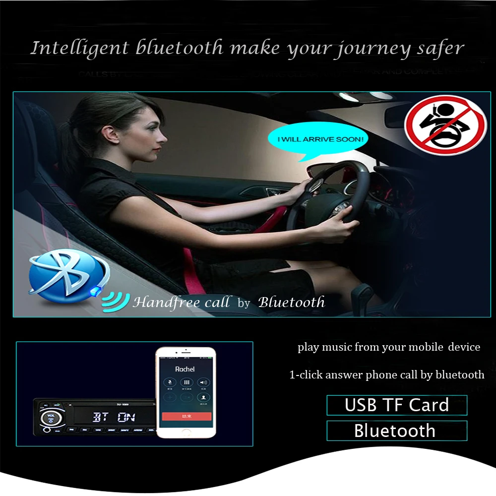 Podofo Авто 12 V автомобиль радио Bluetooth 1din Автомобильный стереоплеер телефон AUX IN MP3 FM