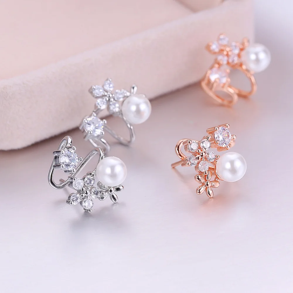Новые жемчужные серьги цвета розового золота корейские романтичные Женские