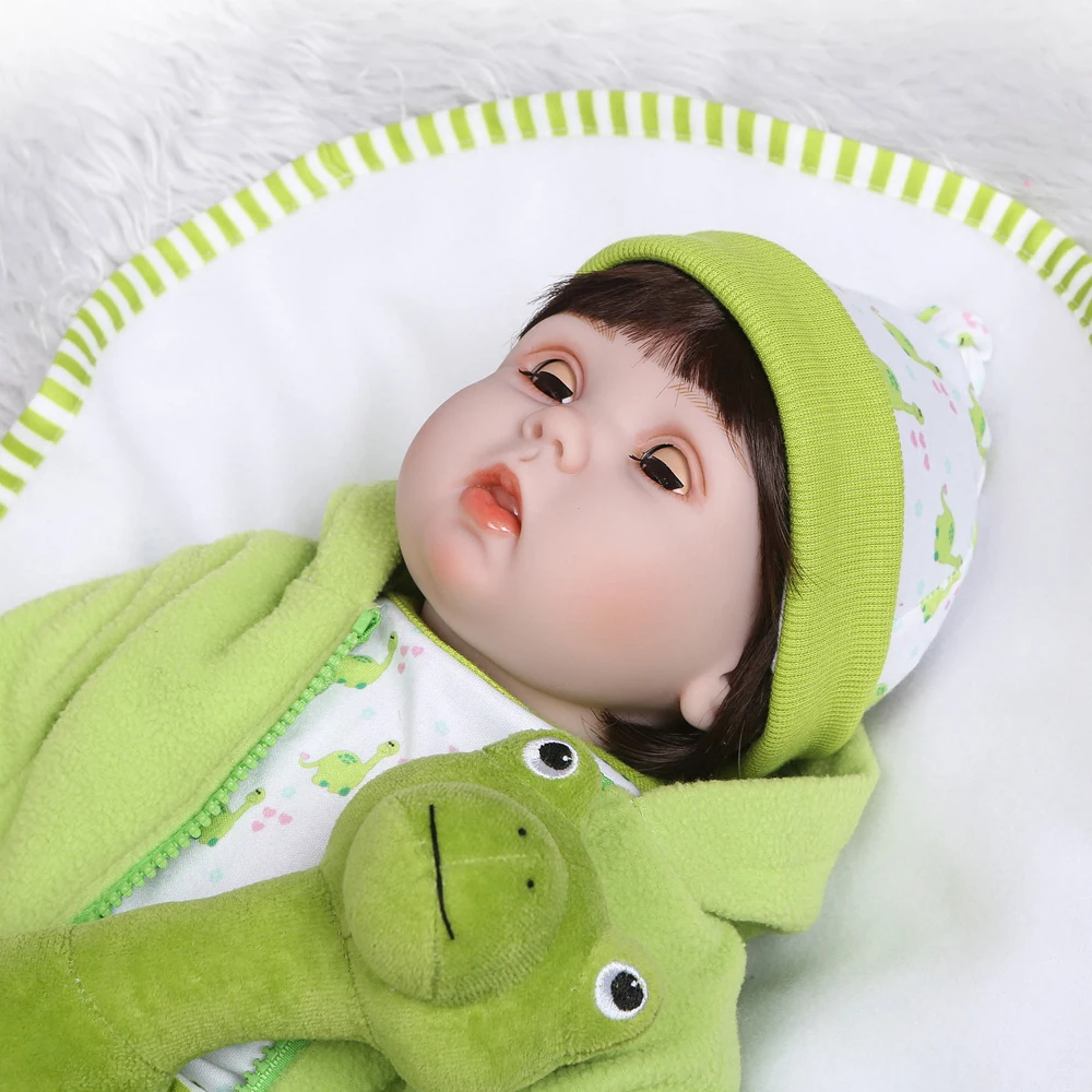 2" Девочка Кукла reborn силиконовые виниловые игрушки детям мигание глаза зеленые зверь+ одеяло кукла bebe жив возрождается младенцы куклы