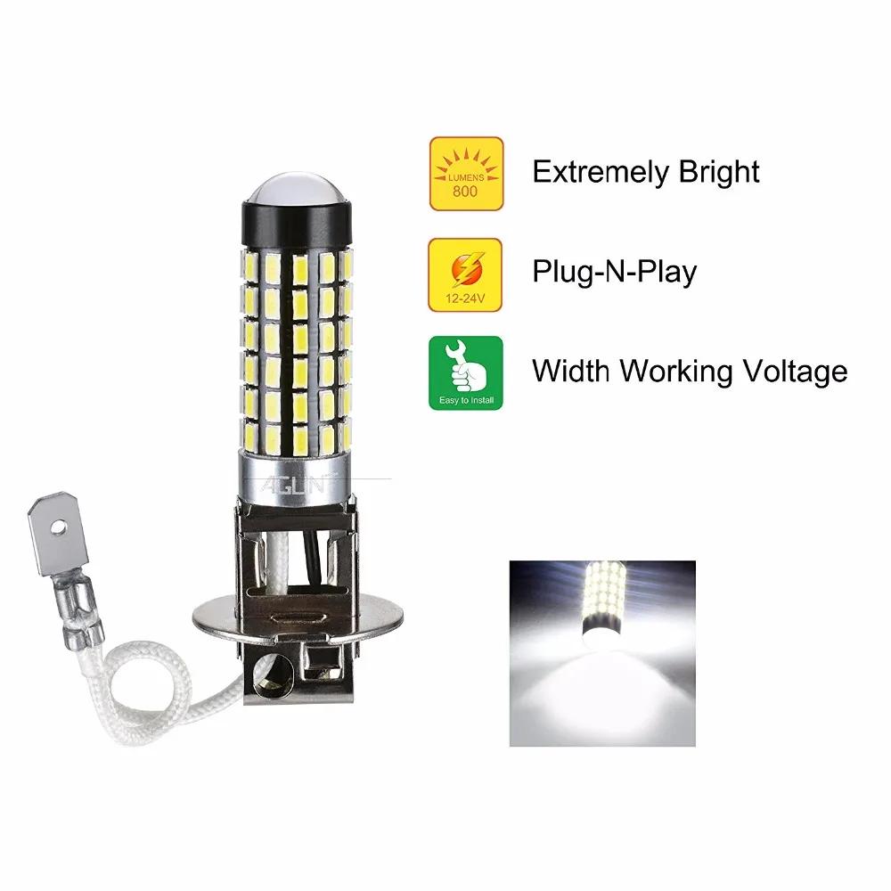 AGLINT 2 шт. Автомобильные фары лампы противотуманные H3 FPC LED 3014 SMD для дневных ходовых