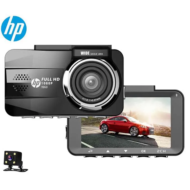 Hp мини F860 Drive Регистраторы HD Ночное видение передние и задние двойная линза