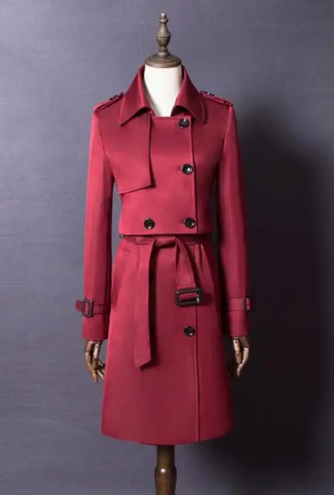 

Ladies Double-breasted trench coat for women long sleeves coats womens casaco feminino overcoat woman european spring khaki