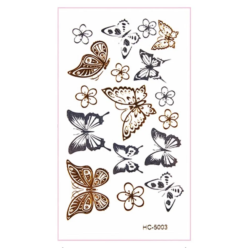 2 шт Металлические Водонепроницаемые Временные Татуировки золотые серебряные