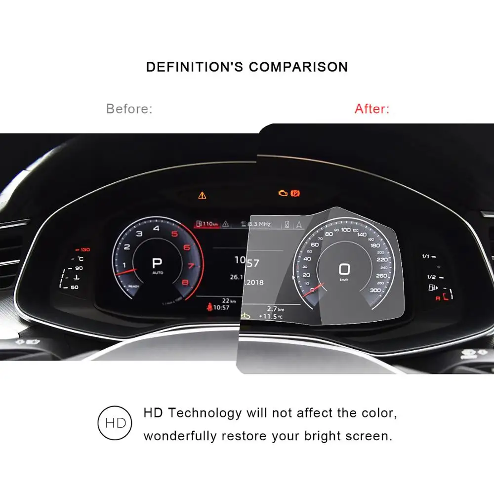 ruiya screen protector for audi a6 a7 q8 lcd instrument panel screen9h tempered glass protector protection against daily damage free global shipping