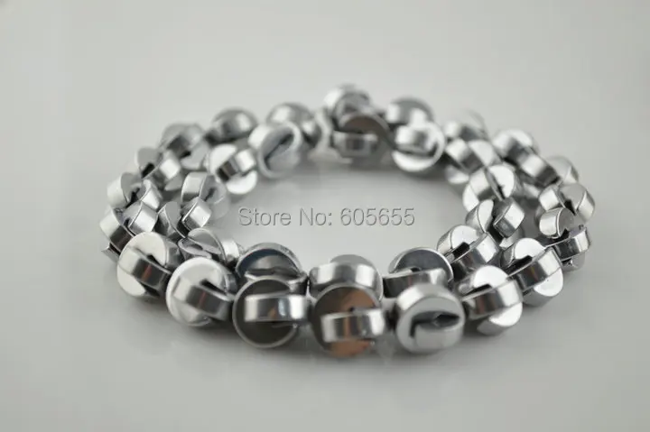 Бусины серебристого цвета с гематитом 10 мм свободные бусины Pacman 5 нитей в партии