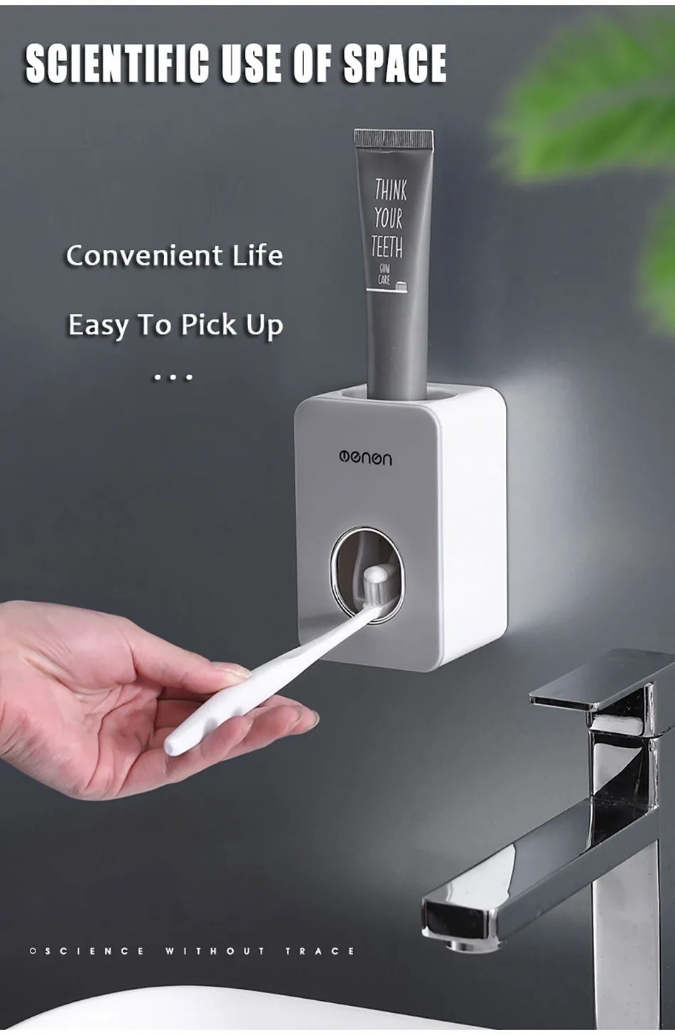 GUNOT Automatic Toothpaste Dispenser Wall Mounted Stand Home Dust-proof Toothpaste Lazy Dispenser Bathroom Accessories Set
