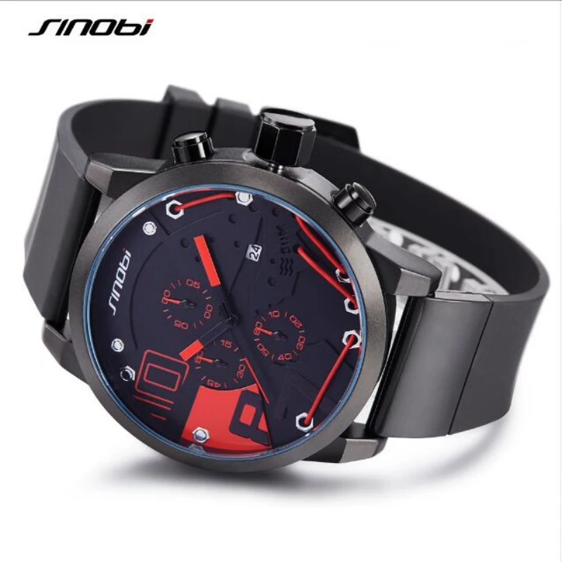 Часы наручные SINOBI Мужские с хронографом Брендовые спортивные водонепроницаемые