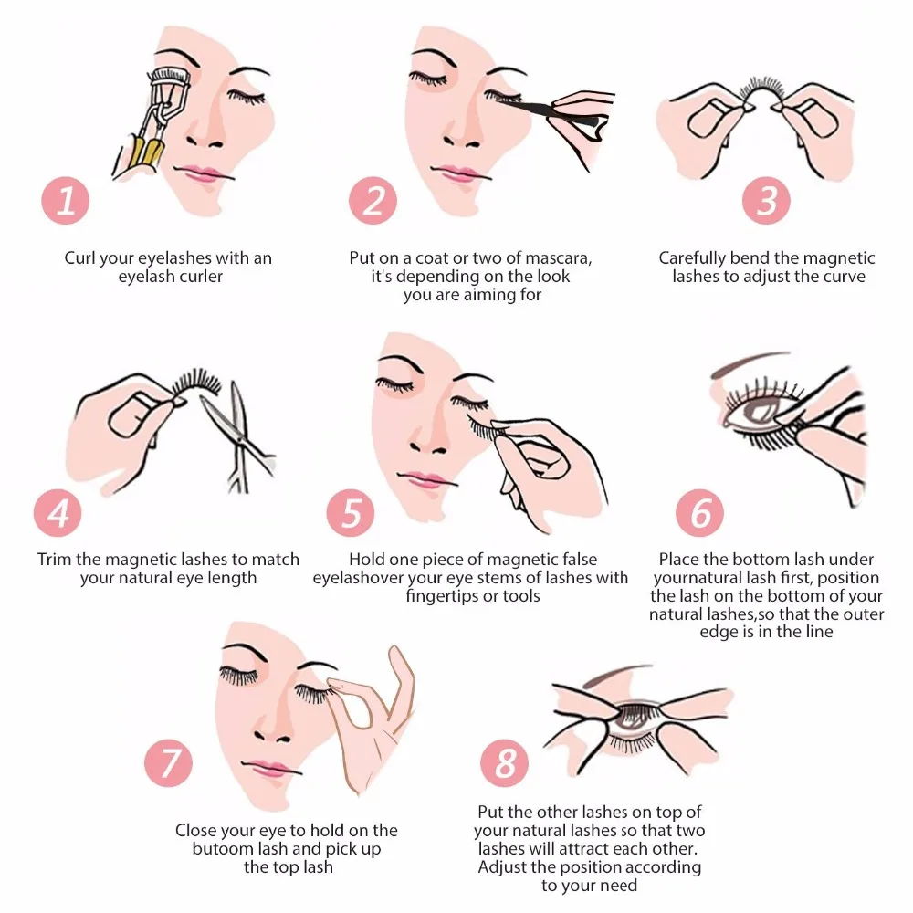 CLOTHOBEAUTY 8 шт/2 пары накладные магнитные ресницы, половинное покрытие 2 магнита, без клея, ручной работы натуральные Многоразовые Накладные ресницы(MA01-2