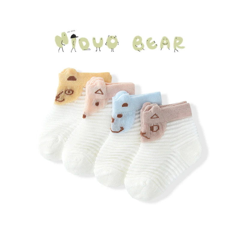 Neduo Bear/4 пар/лот милые детские носки нескользящие носки-тапочки из вискозы мягкие