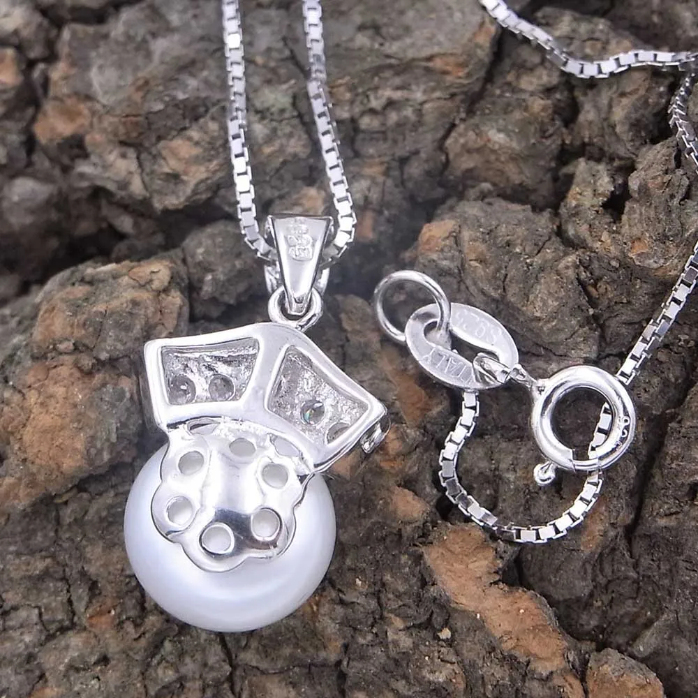 Цепочка с подвеской из серебра 925 пробы жемчугом 18 дюймов 9 5 мм|necklace silver pendant|necklaces