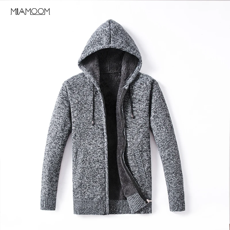MIAMOOM теплый свитер для мужчин осень зима мужской новый кардиган с капюшоном