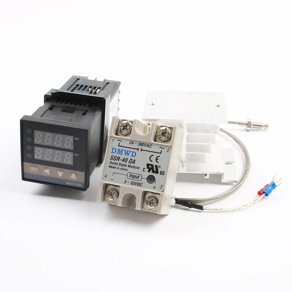REX-C100 цифровой PID Температура контроллер термостат выход SSR Max40A SSR реле зонд термопары K RexC-100 110V~ 240V