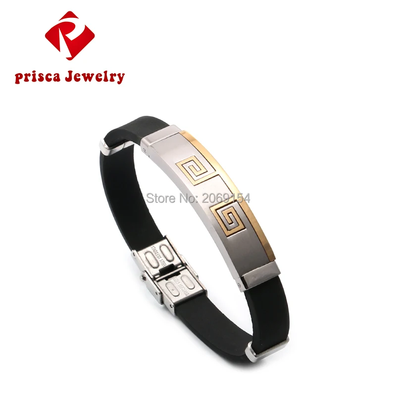 

Bracelet For Men Stainless Steel Silicone Wristband Charm Jewelry Siliver Bangle Magnetic Chain Link Bracelet & Bangle Trendy