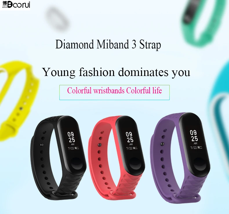 Браслет BOORUI mi band 3, ремешок с бриллиантами, ремешок на запястье для xiaomi mi 3, умные браслеты, Сменный ремень для xiaomi mi3 smartband