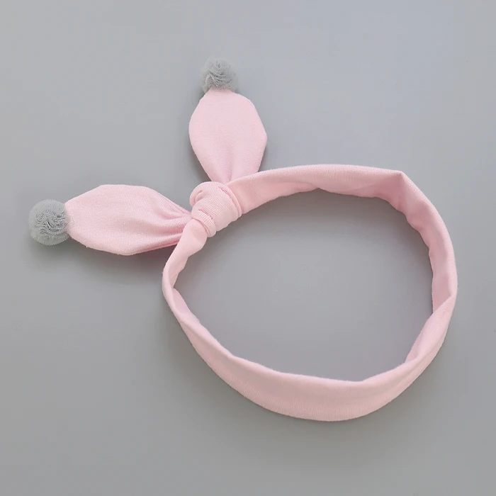 

Boutique 20pcs Fashion Cute Pom Pom Rabbit Ears Headbands Solid Animal Ears Hair Bow Soft Hairbands Princess Hair Accessories