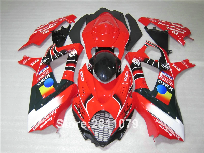 

Горячая продажа обтекатель комплект для Suzuki GSXR1000 07 08 красный черный Обтекатели набор GSXR1000 2007 2008 QR20