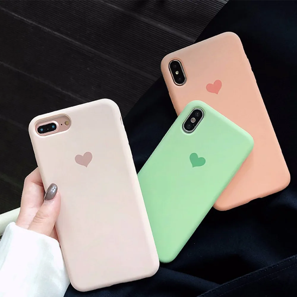 Zxtrby Liquid Love Heart Phone Case for iPhone 6 7 8 X XS XR Max Soft Silicon Shockproof Back Cover |