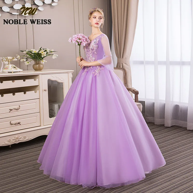 Благородный WEISS фиолетовое бальное платье Quinceanera платья 2019 новый элегантный v