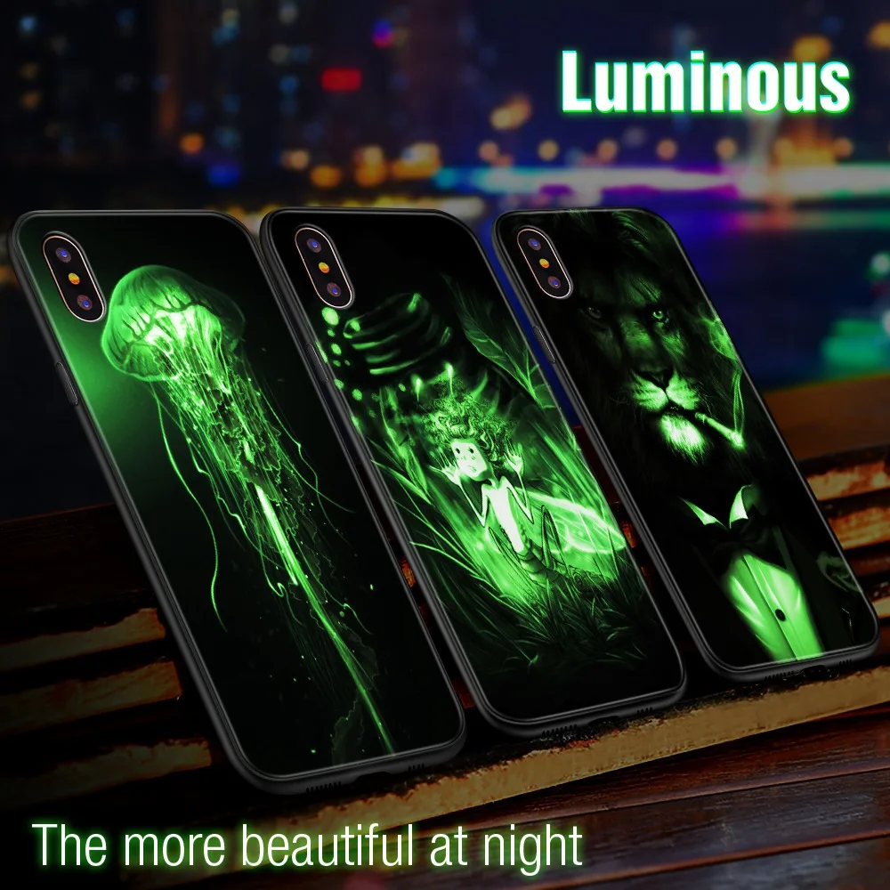 TOMKAS светящийся стеклянный чехол с животными для iPhone X XS MAX XS роскошный силиконовый чехол для телефона для iPhone 7 8 Plus Чехлы для iPhone 6 S 6 S