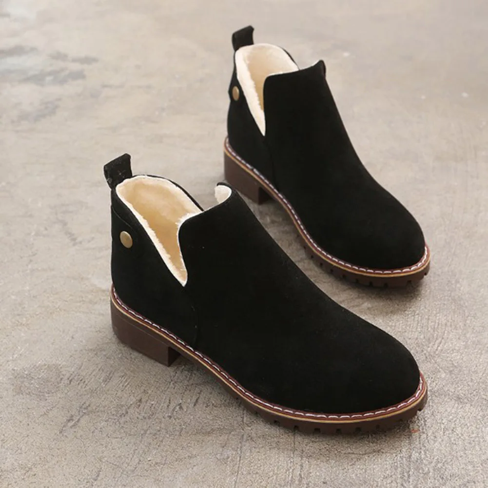 Модные женские туфли зимние ботильоны повседневные на плоской подошве