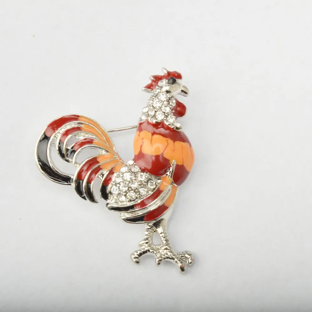 Высококачественная Красивая металлическая брошь CAIZI в виде петуха с кристаллами