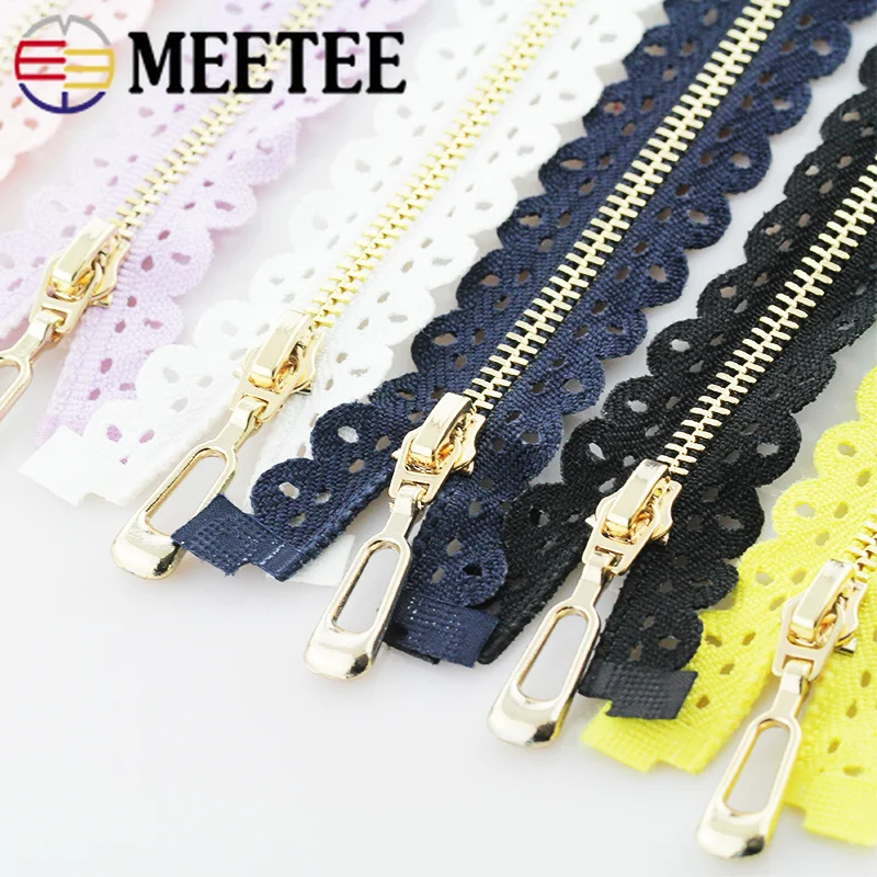 Meetee/2 шт. 3 #50/60 см металлическая молния кружевная ткань золотые зубы открытая