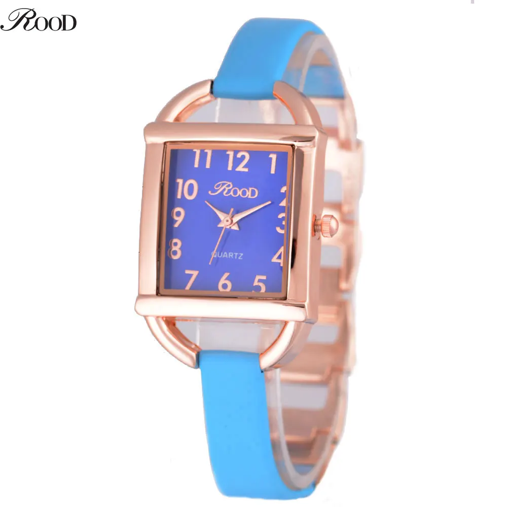 2017 ROOD Новые Половина Кожа и браслет Из Нержавеющей Стали Браслет Часы для Женщин