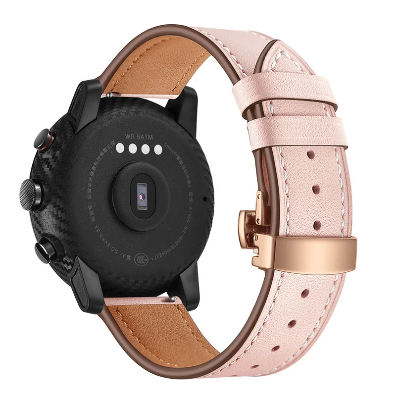 Ремешок для часов Xiaomi Huami Amazfit Stratos 2 2s из кожи высокого качества с металлической