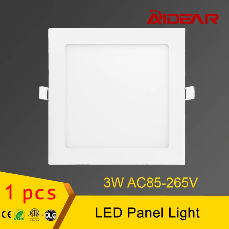 Светильник тонкий 3 Вт квадратная Светодиодная панель 1 упаковка Бесплатная