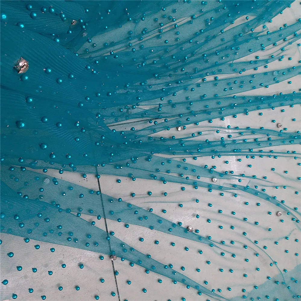 Plain green color peach tull mesh lace fabric with stones and beads French net Fabric For party dress african | Дом и сад