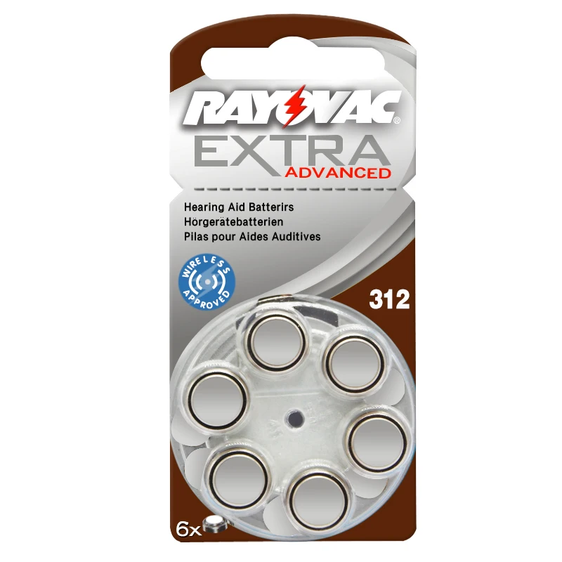 Новые 60 ячеек/10 карт Rayovac Extra 1 4 В слуховые аппараты батареи. Цинк воздуха 312/A312/PR41