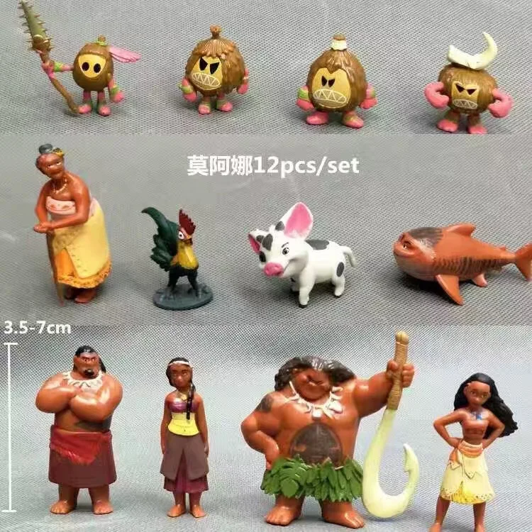 Игрушки Disney 12 шт./лот 3 5 7 см Моана принцесса экшн фигурки игрушки Maui Waialik Tala Hei